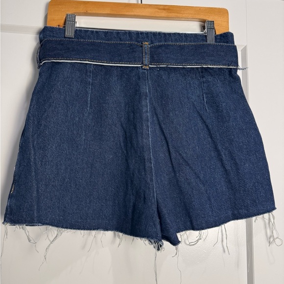 Zara Denim Mini wrap skort with Belt distressed raw hem 100% cotton - Picture 2 of 7
